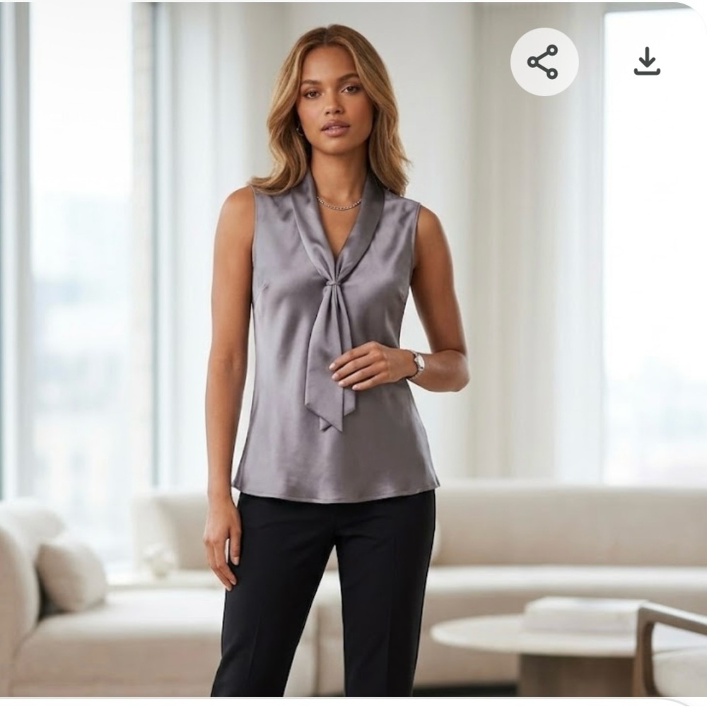 Kalijati Elegant Gray Sleeveless Blouse